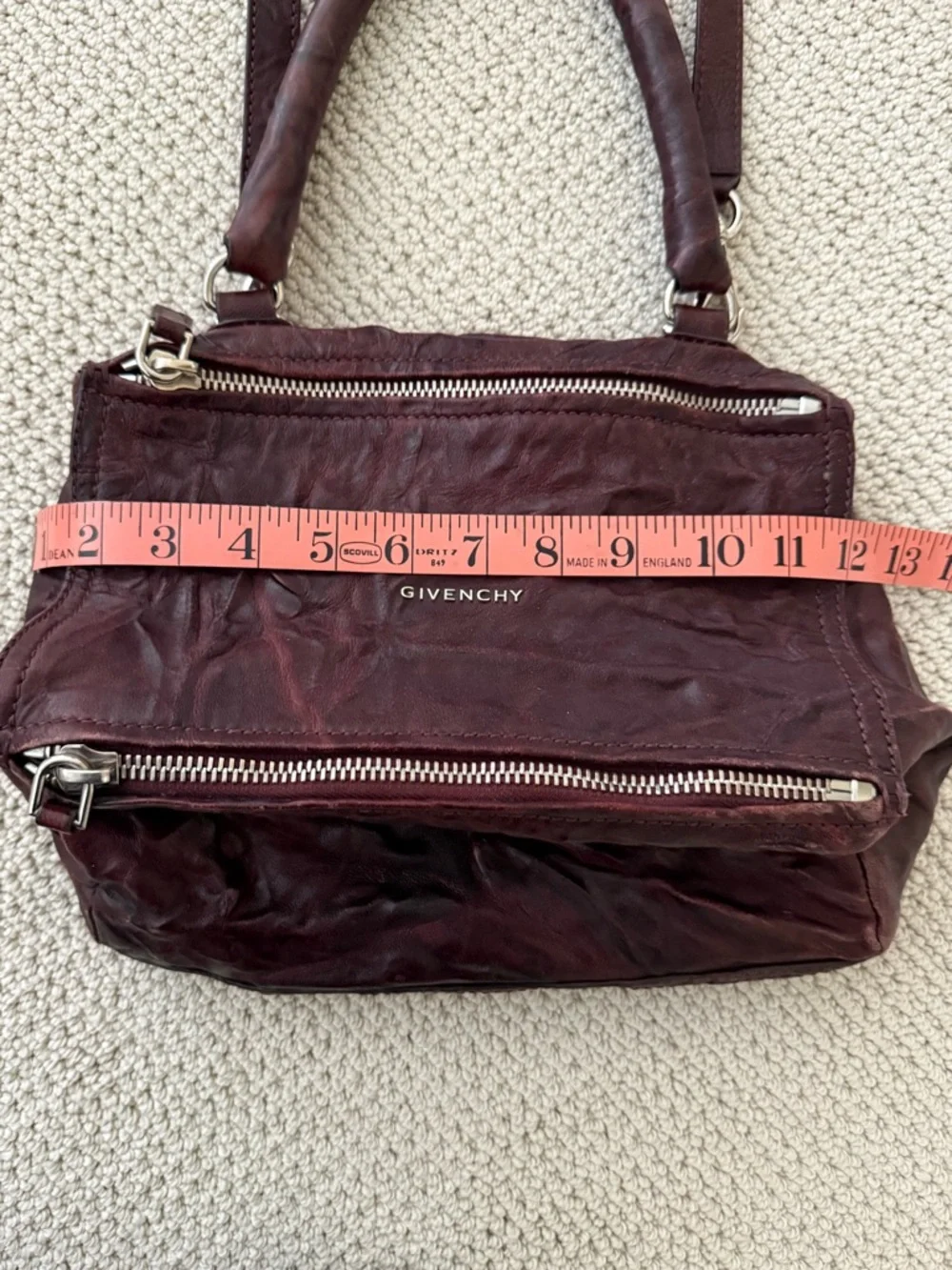 Givenchy Deep Burgundy Leather Shoulder Bag with Silver Hardware - Picture 6 of 11